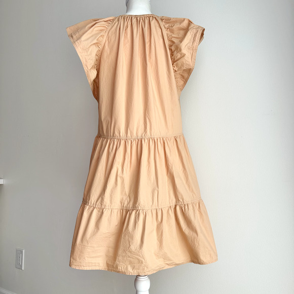 A.L.C. Harper Ruffle Sleeve Dress Peach Orange Mini Cotton Tiered A Line US 8 - Picture 10 of 11